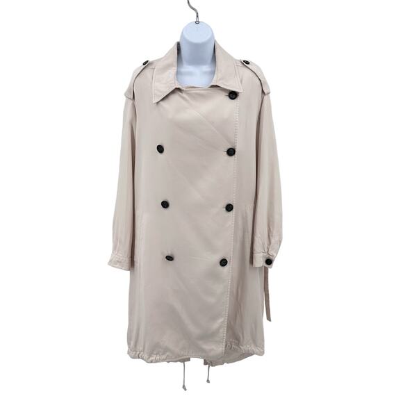 Allsaints Cream Lia Mac Trench Coat Duster Womens M Button Front Double Breasted - Picture 11 of 14